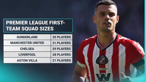 Aston Villa 21, Sunderland 35! How many players in each first-team squad?