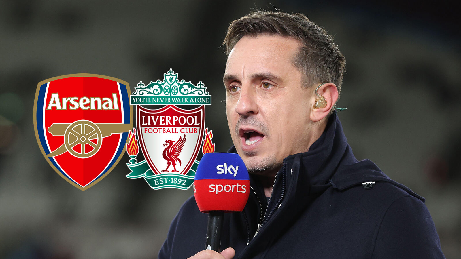 F365 Gary Neville with Liverpool Arsenal badgess 1