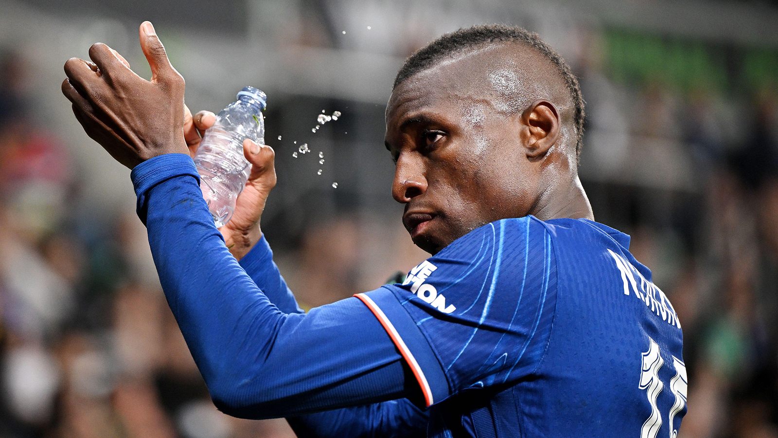 Chelsea forward Nicolas Jackson claps fans