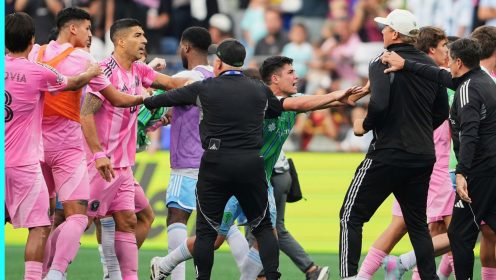 Luis Suarez is at it again as ex-Liverpool forward spits in someone’s face and starts a brawl