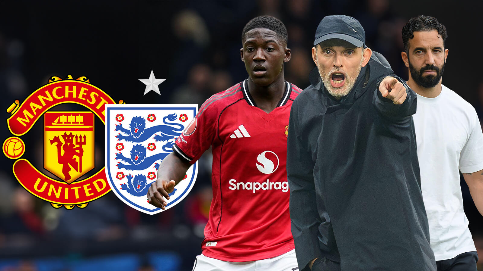 F365 Two Badges Thomas Tuchel Kobbie Mainoo Ruben Amorim England Manchester United