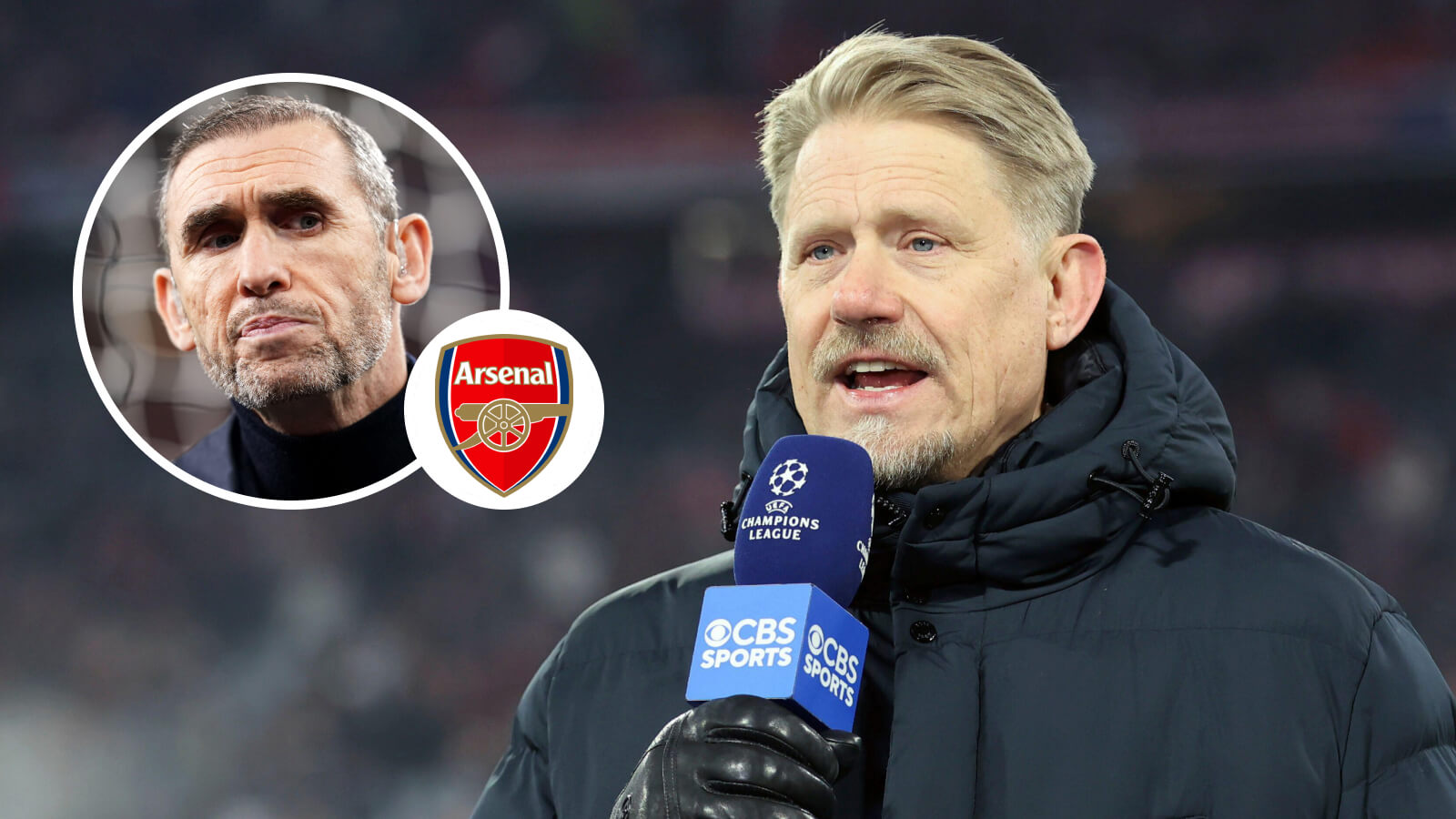 Two Images Collage 2806 Peter Schmeichel Martin Keown