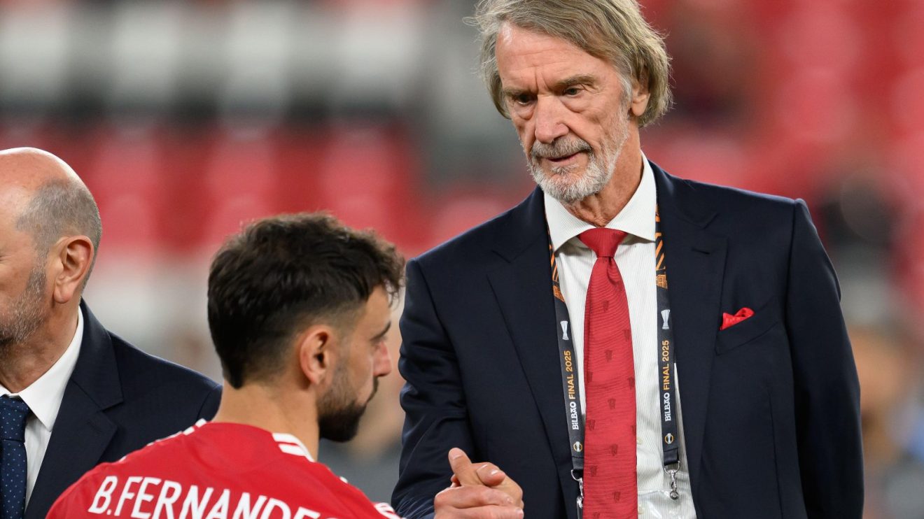 Man Utd co-owner Sir Jim Ratcliffe and Bruno Fernandes