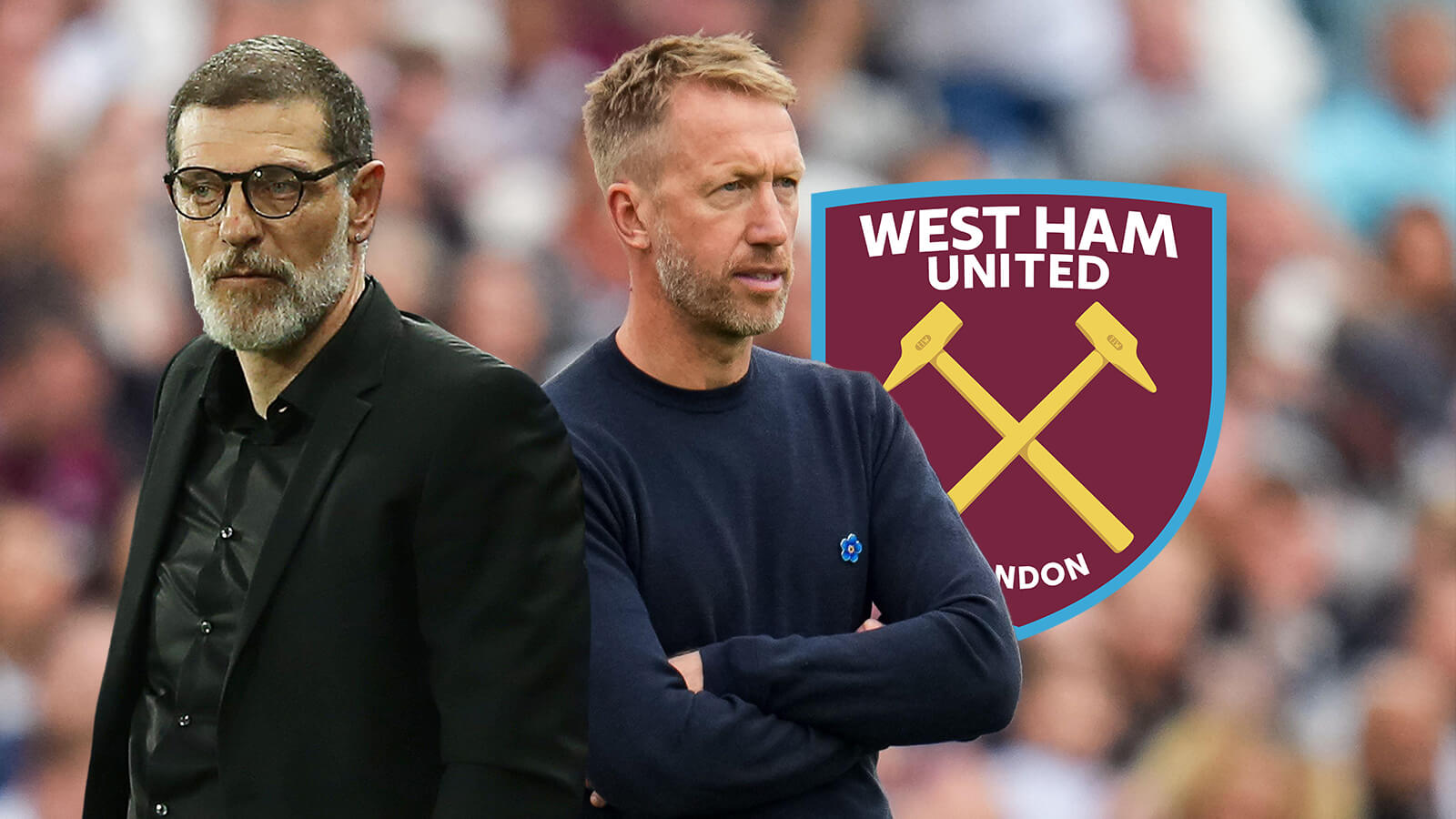 F365 Graham Potter and Slaven Bilic with West Ham badge 1 1