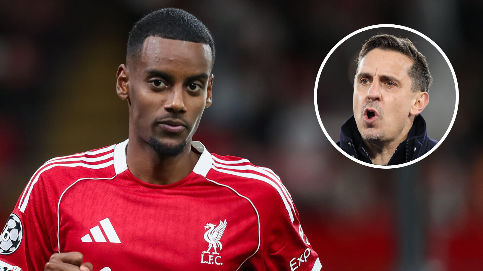 Two Images Collage Alexander Isak Gary Neville