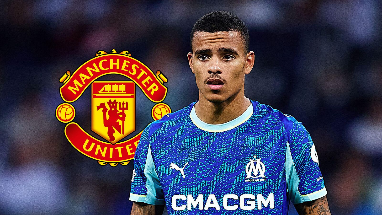 Mason Greenwood with Man utd badge