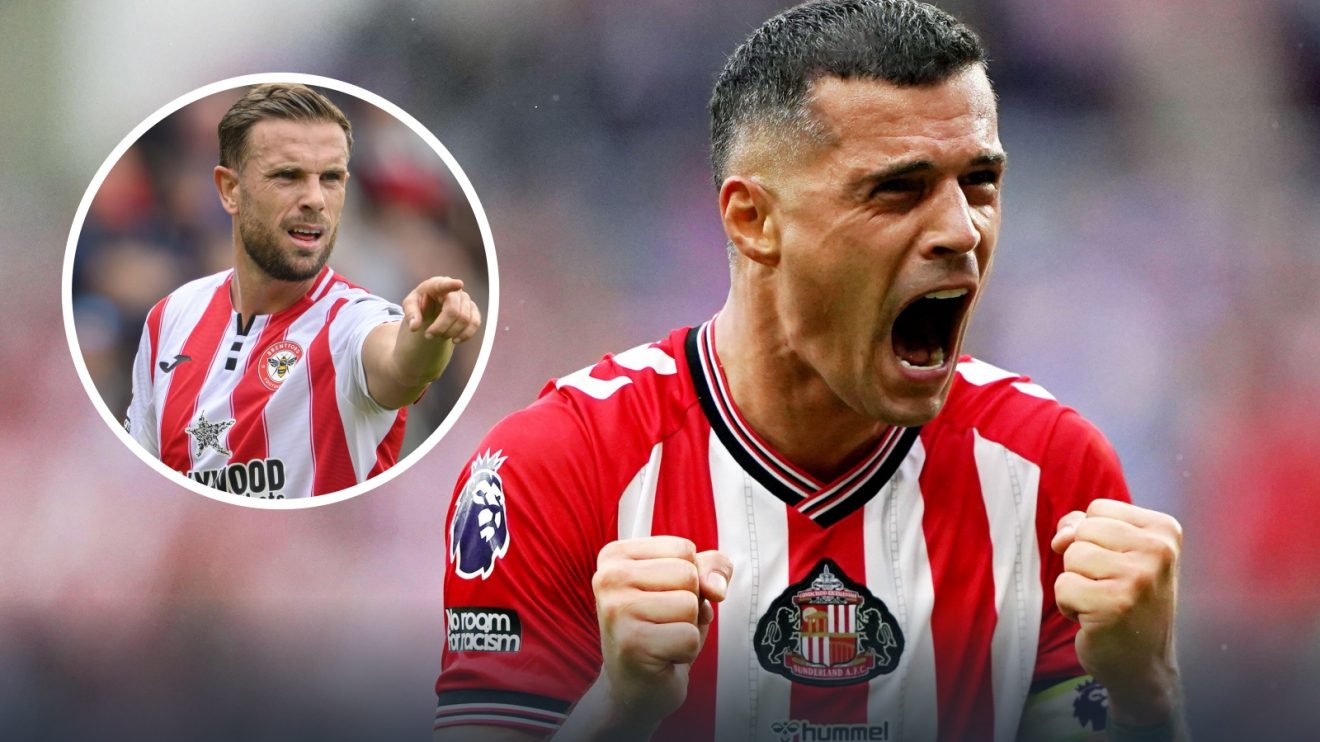 Sunderland's Granit Xhaka and, inset, Brentford's Jordan Henderson.