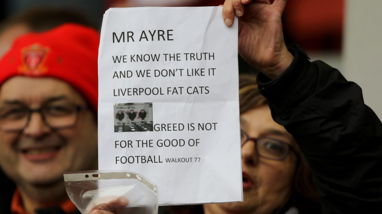 Liverpool fans protest against ticket prices at Anfield