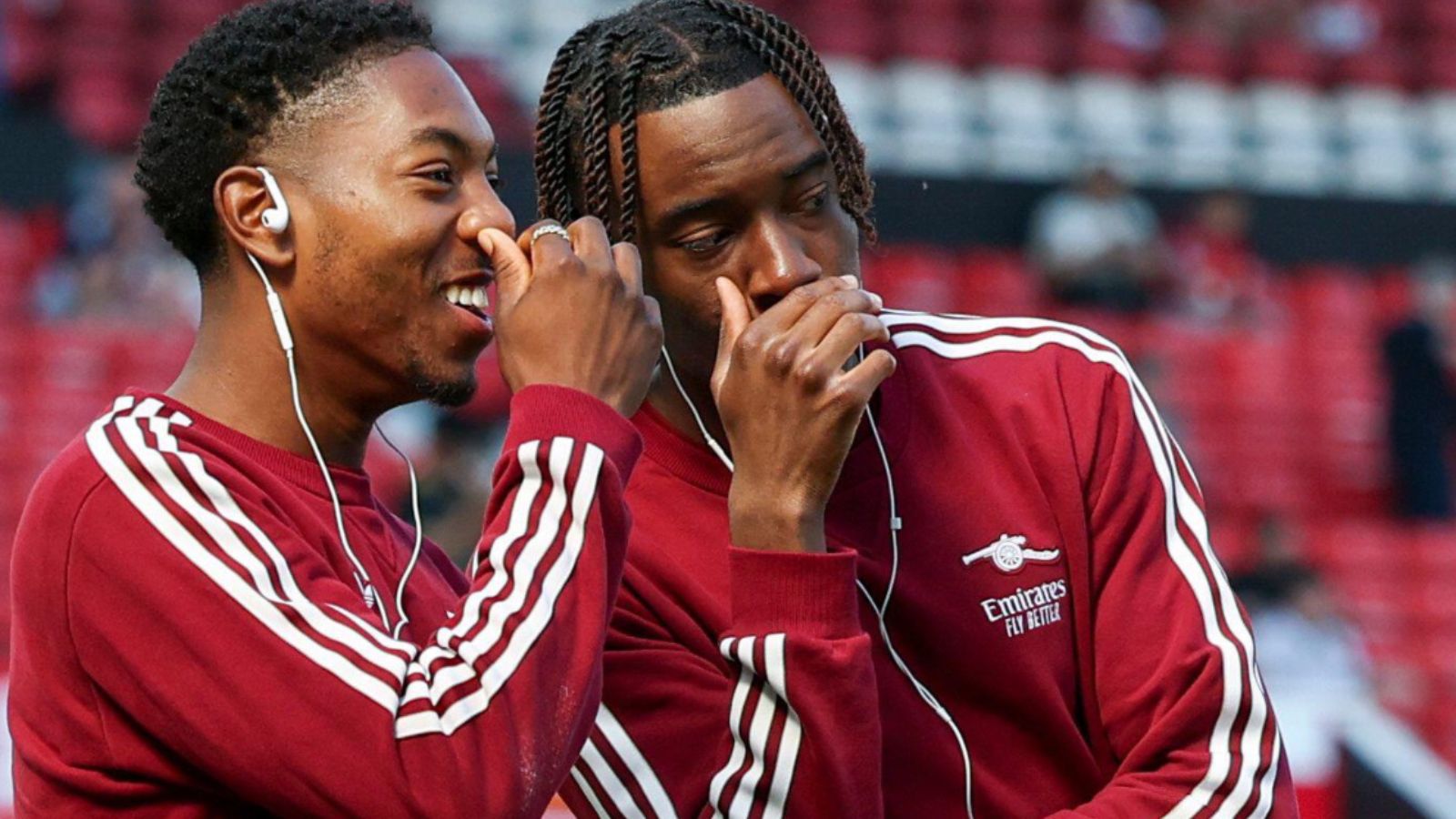 Arsenal players Myles Lewis Skelly and Noni Madueke