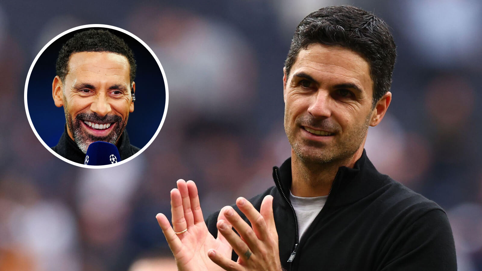 Two Images Collage Mikel Arteta Rio Ferdinand