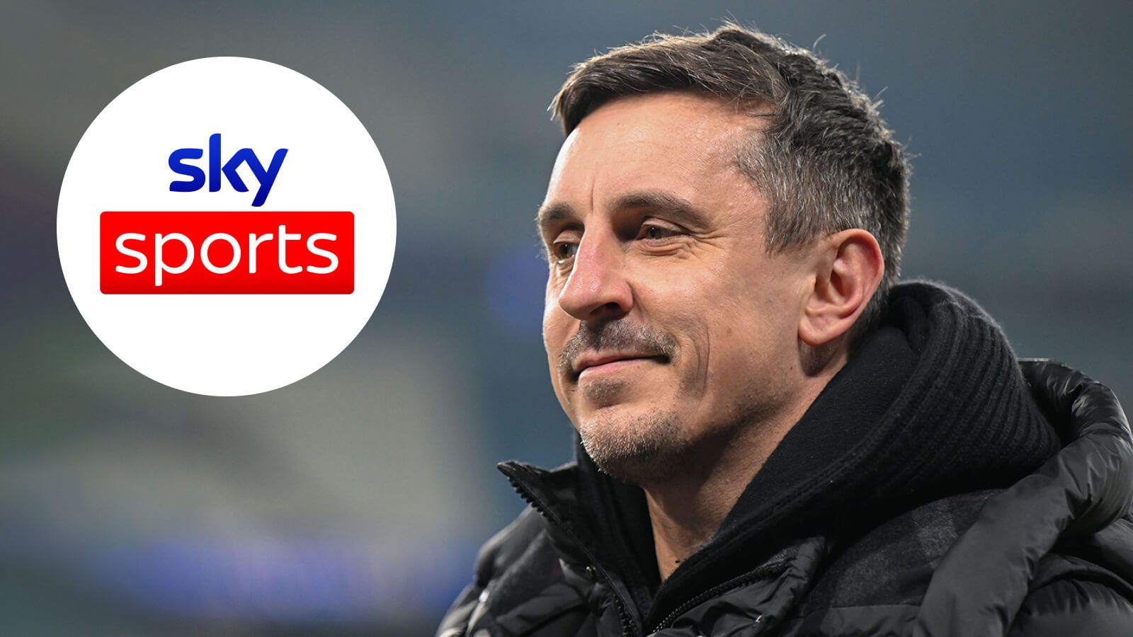 Gary Neville with the Sky Sports logo