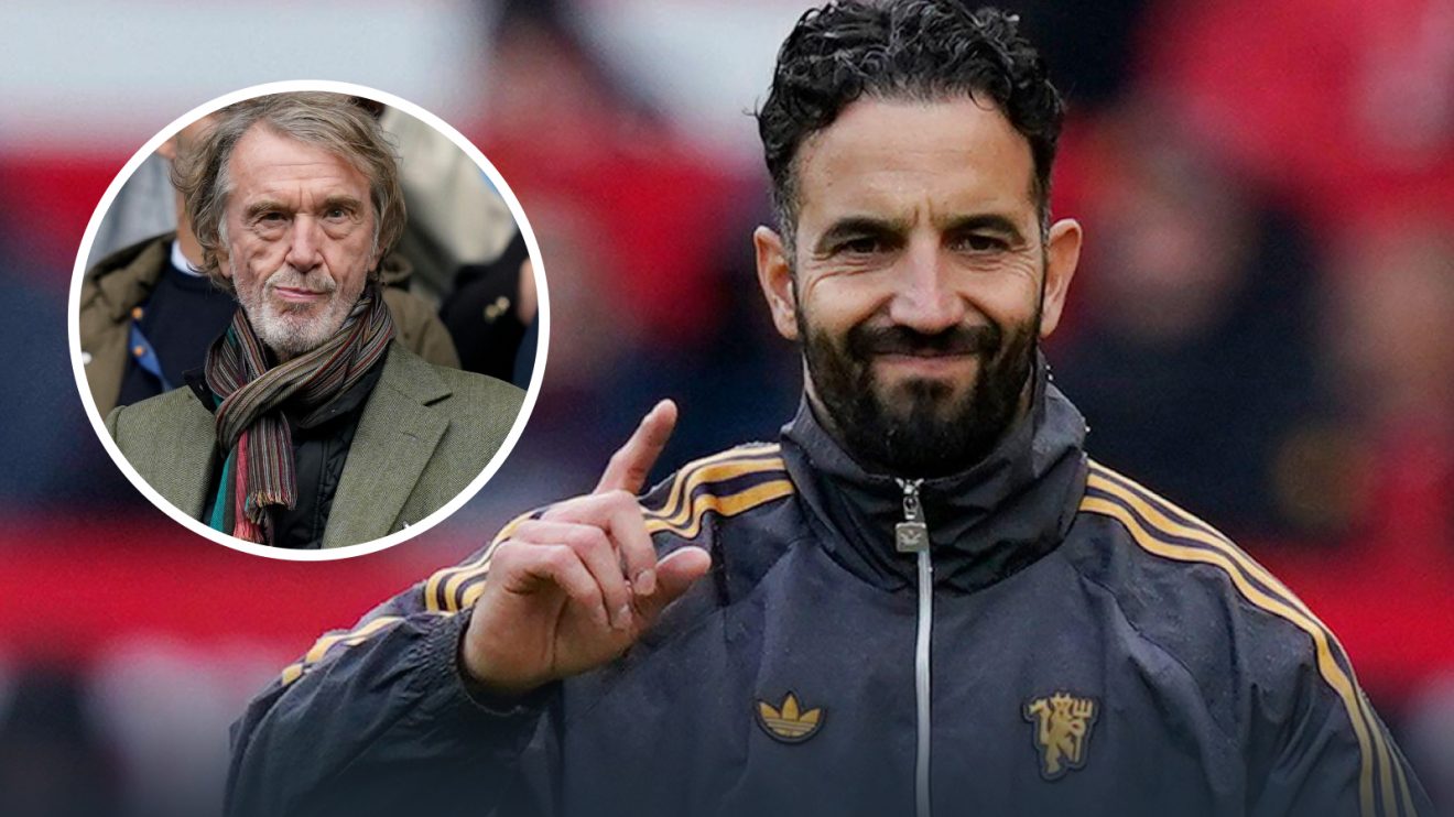 Manchester United manager Ruben Amorim and, inset, Sir Jim Ratcliffe.