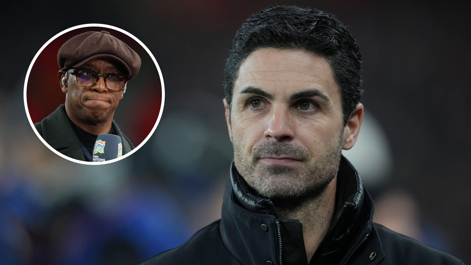 Two Images Collage Mikel Arteta Ian Wright