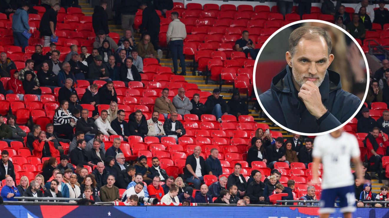 England manager Thomas Tuchel with empty seats at Wembley