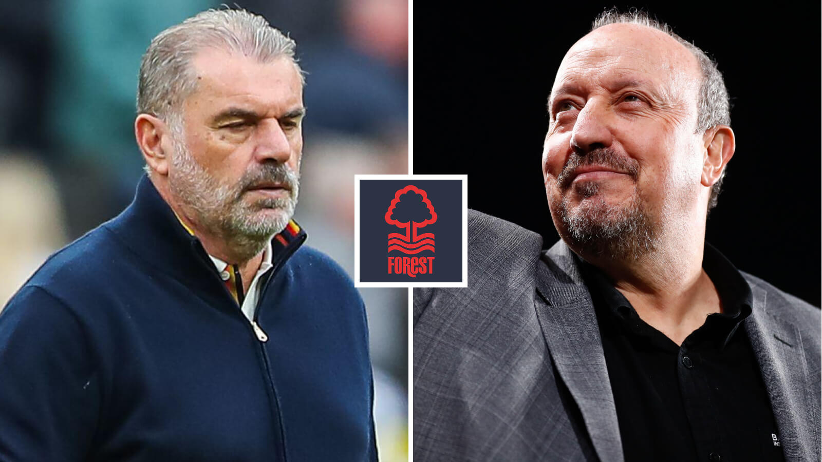 Two Images Collage Angelos Postecoglou Rafael Benitez