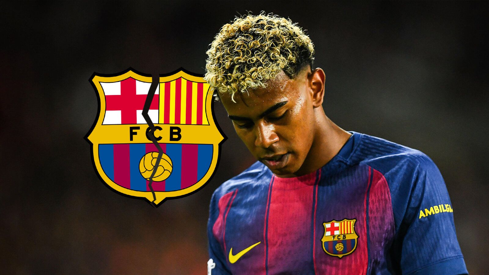 Barcelona 'receive unprecedented offer' to sell 'frustrated' Lamine Yamal in 'biggest transfer' ever 5 Lamine Yamal with Cracked Barcelona badge