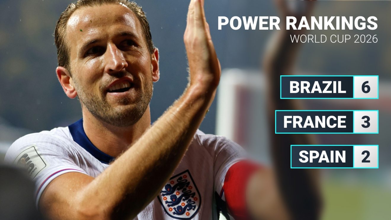 Harry Kane applauds England fans in Latvia.