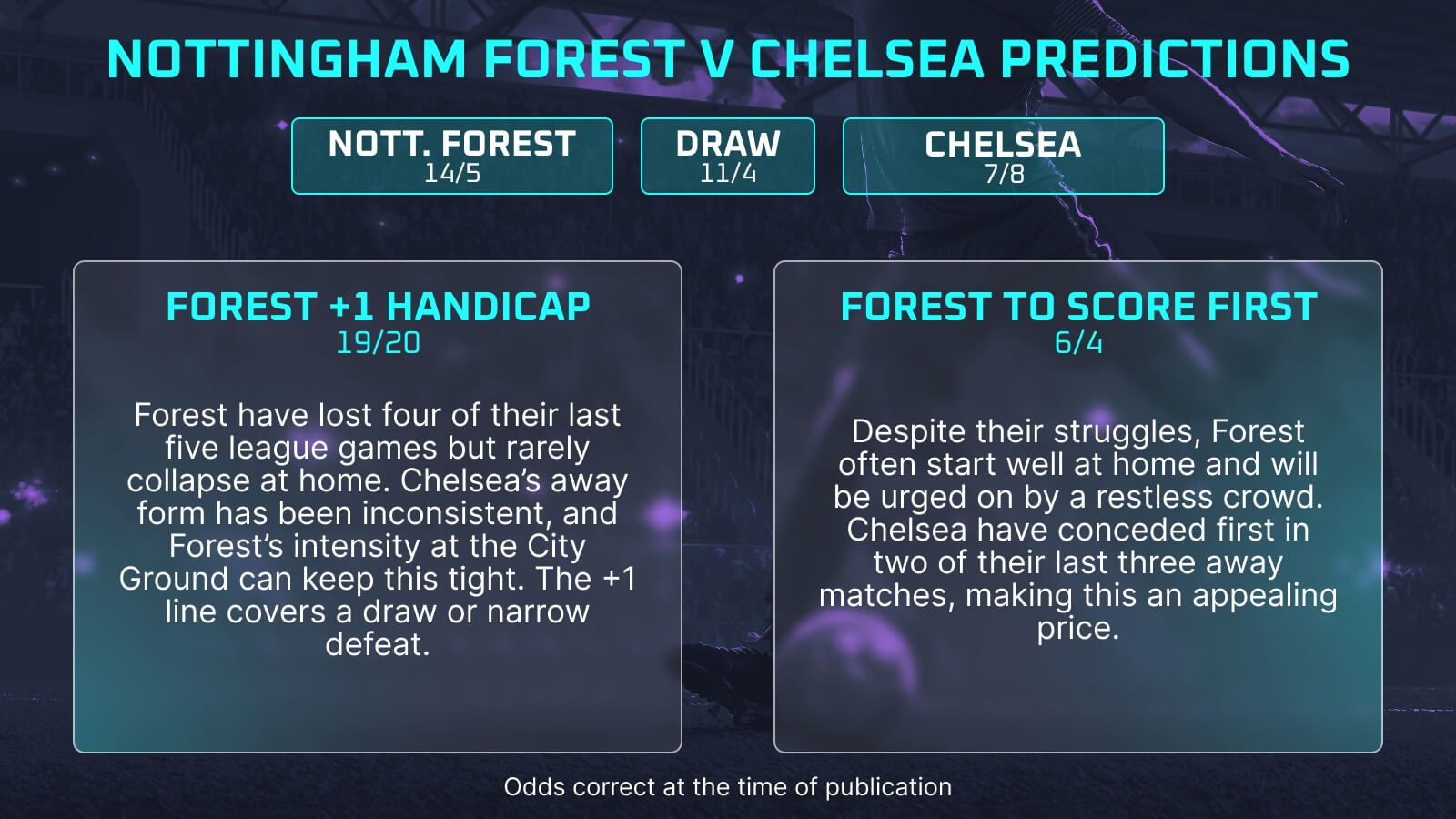 Written predictions for Nottingham Forest vs Chelsea.