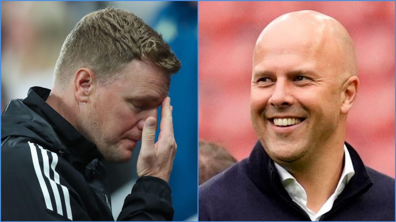 Newcastle coach Eddie Howe and Liverpool manager Arne Slot