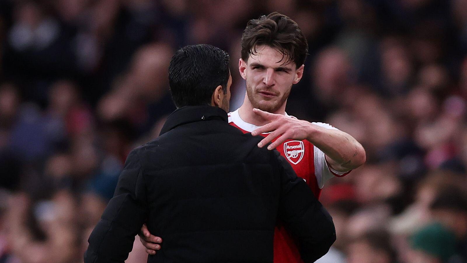 Arsenal fans eyeing 'oceans of p**s' boiled by set-piece title win 2 Declan Rice with Mikel Arteta