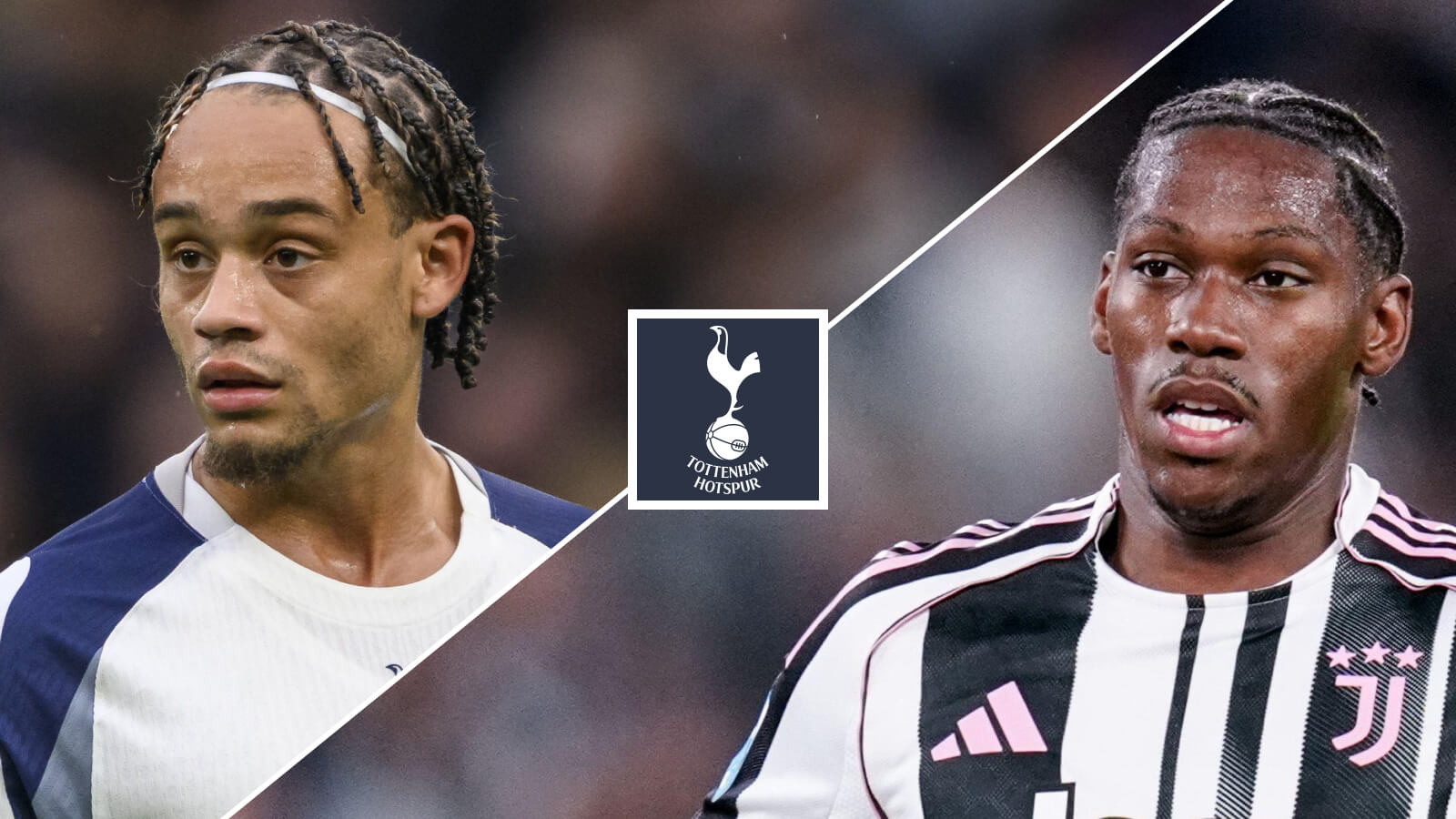 Tottenham star told he 'can't keep up' with team-mates as Spurs are 'serious' about January signing 4 F365 Xavi Simons Jonathan David with Spurs badge 1