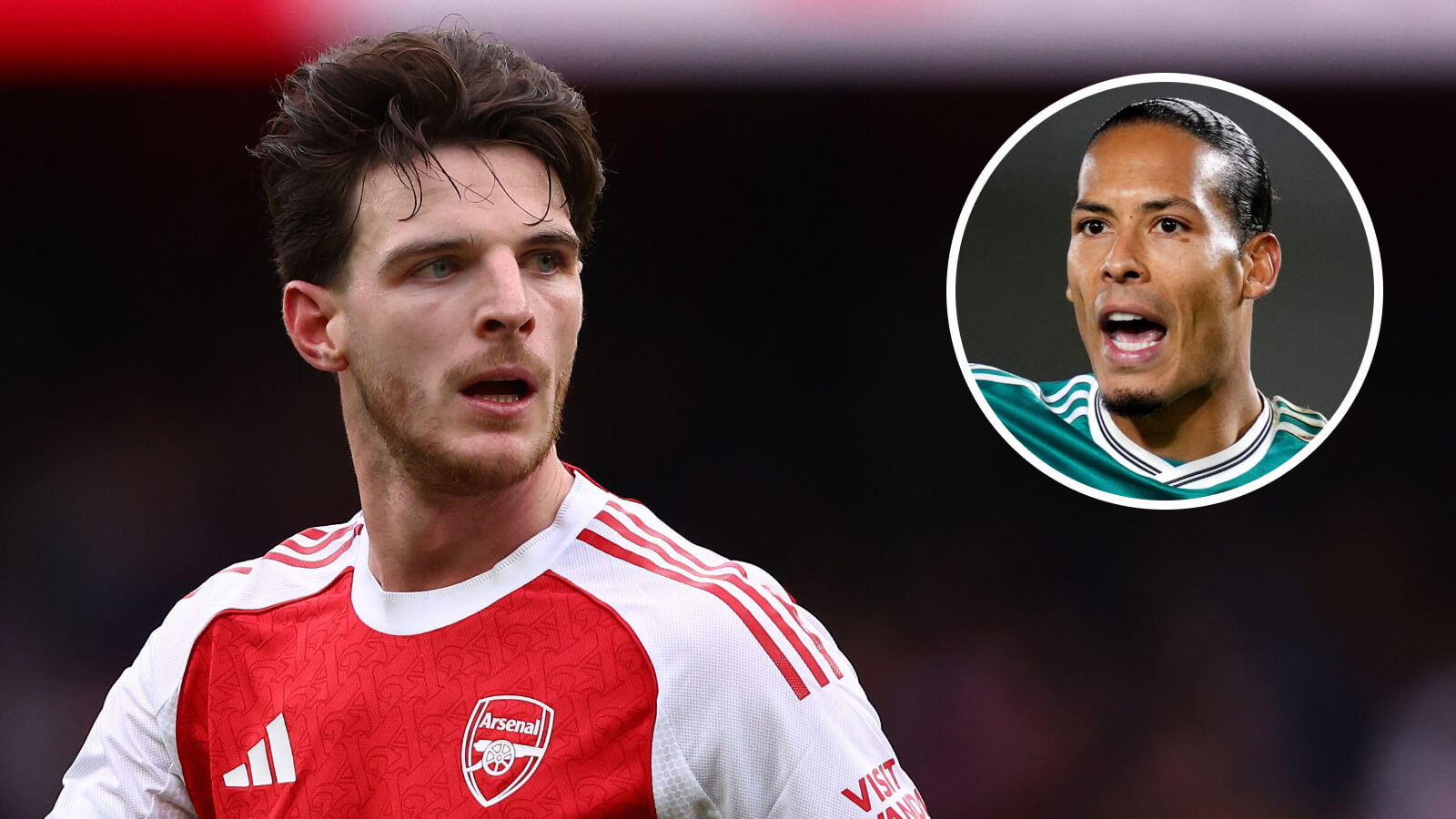 Arsenal told to 'be more PSG' as they are 'boring' 6 F365 Declan Rice Arsenal with Virgil van Dijk 1
