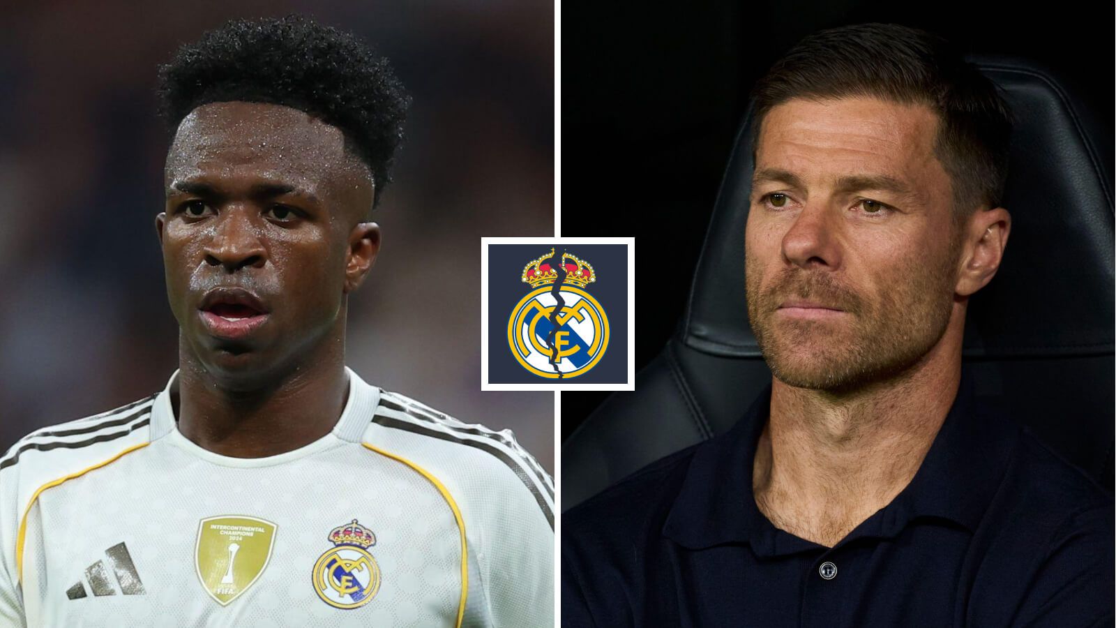 'Disgrace' Vinicius 'could leave' Real Madrid for two key reasons as 'broken relationship' at 'point of no return' 4 Vinicius Junior and Xabi Alonso with Cracked Madrid badge