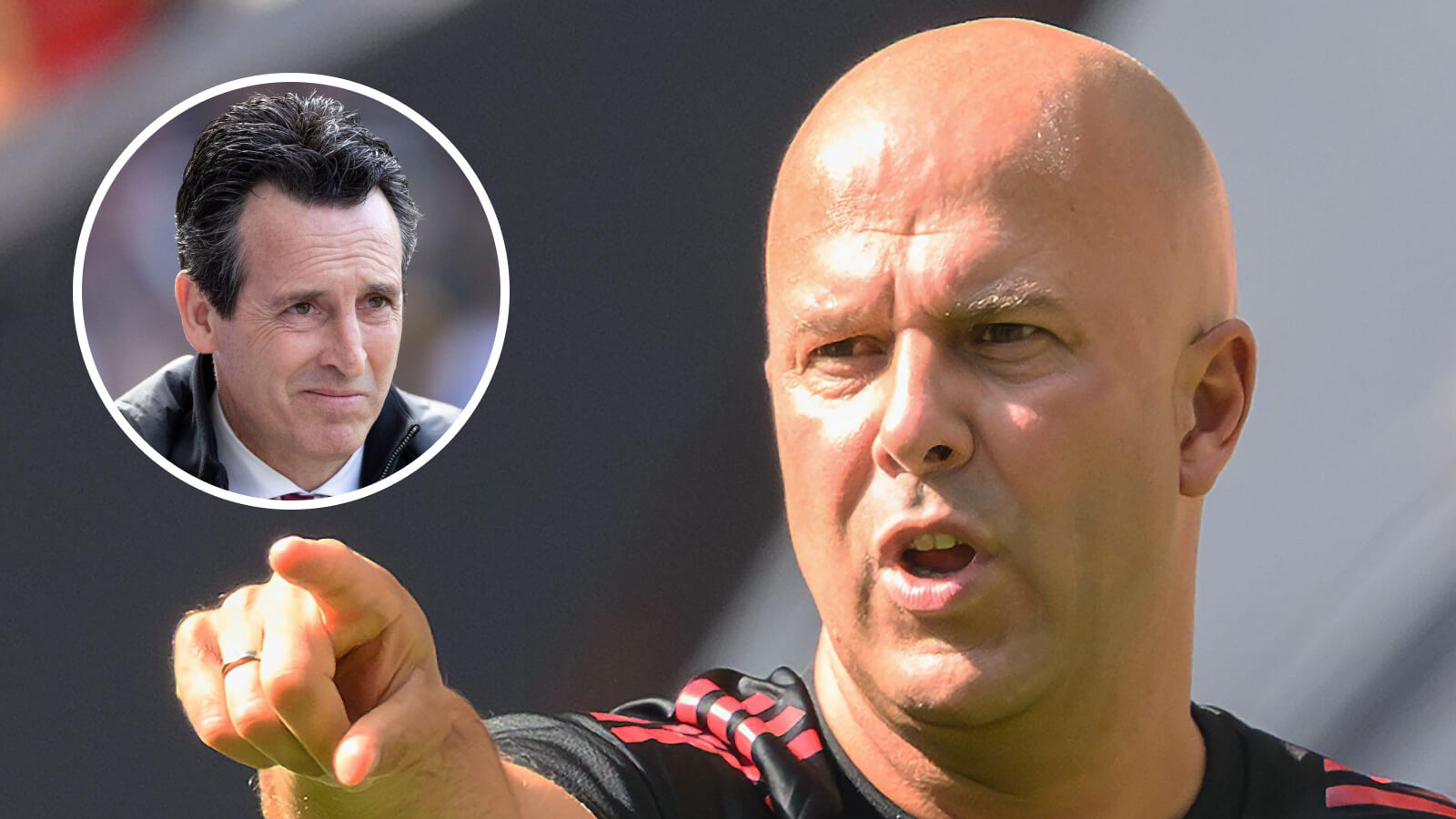 Two Images Collage Arne Slot Unai Emery