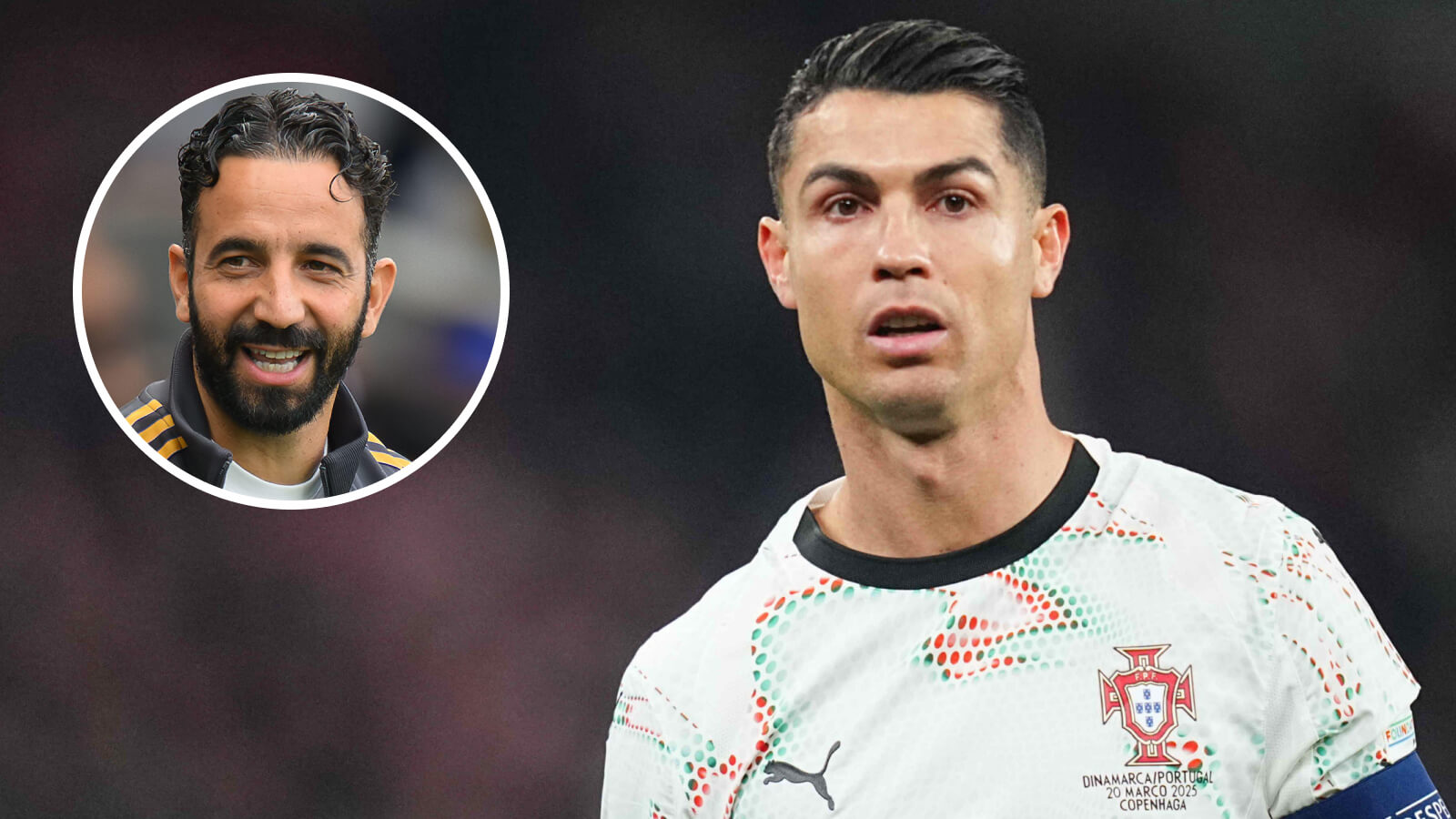 Two Images Collage Cristiano Ronaldo Ruben Amorim