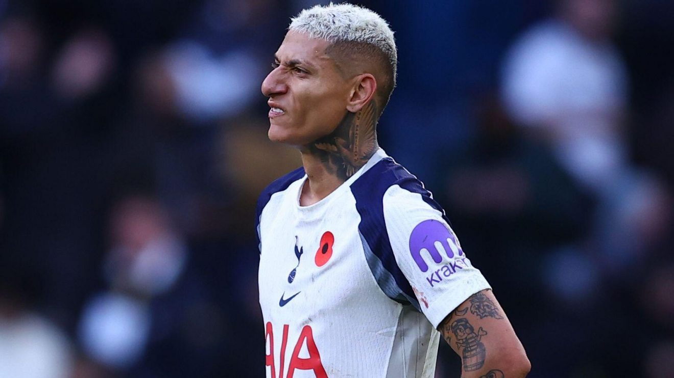 Spurs striker Richarlison looks dejected