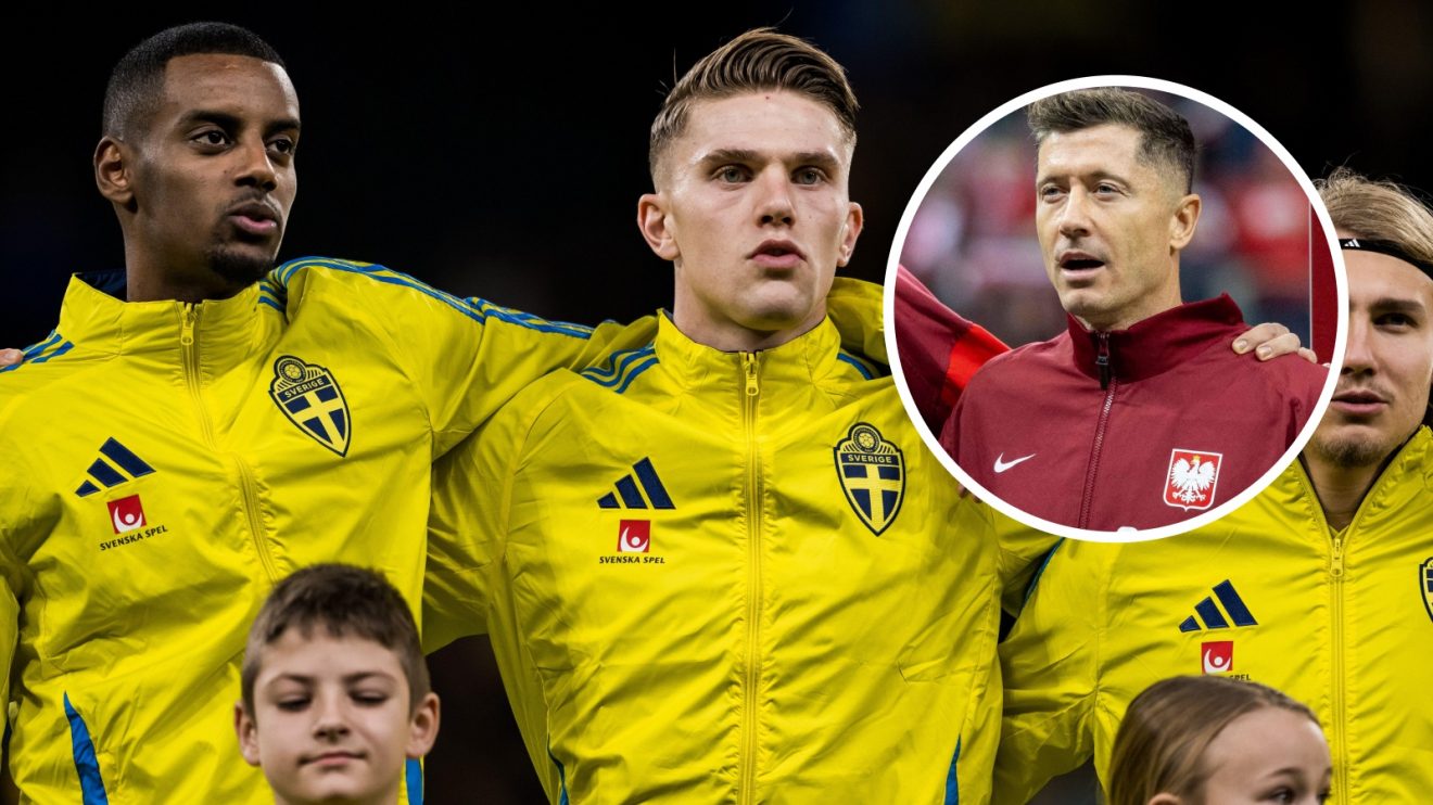 Alexander Isak and Viktor Gyokeres line up for Sweden and, inset, Poland striker Robert Lewandowski.