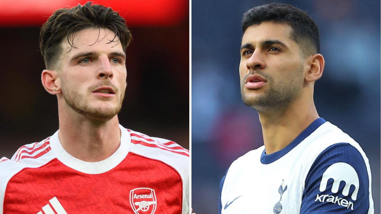 Arsenal midfielder Declan Rice and Cristian Romero