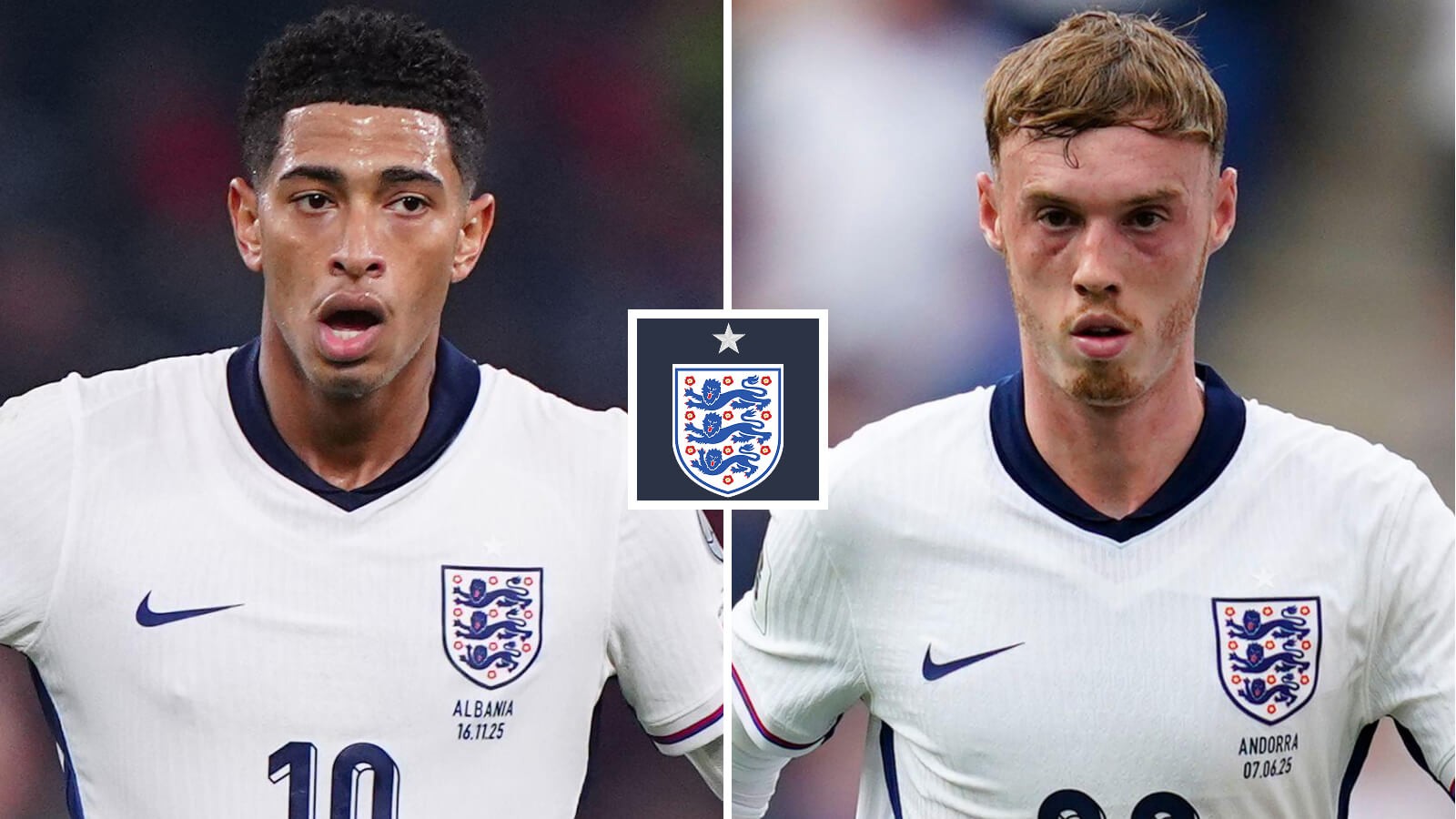 England players Jude Bellingham and Cole Palmer