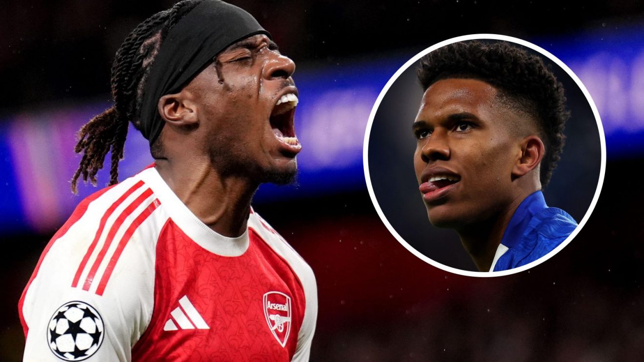 Chelsea v Arsenal: Noni Madueke with Estevao in a circle