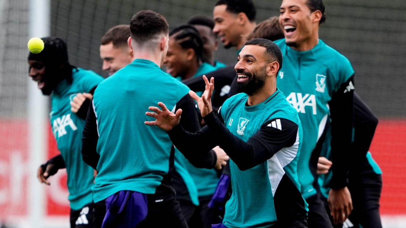 Liverpool winger Mohamed Salah during a training session