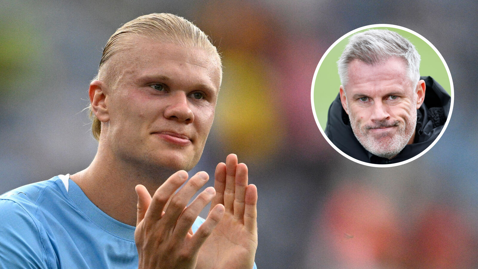 Two Images Collage Erling Haaland Jamie Carragher