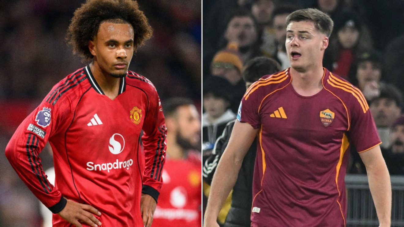Man Utd striker Joshua Zirkzee and Roma striker Evan Ferguson