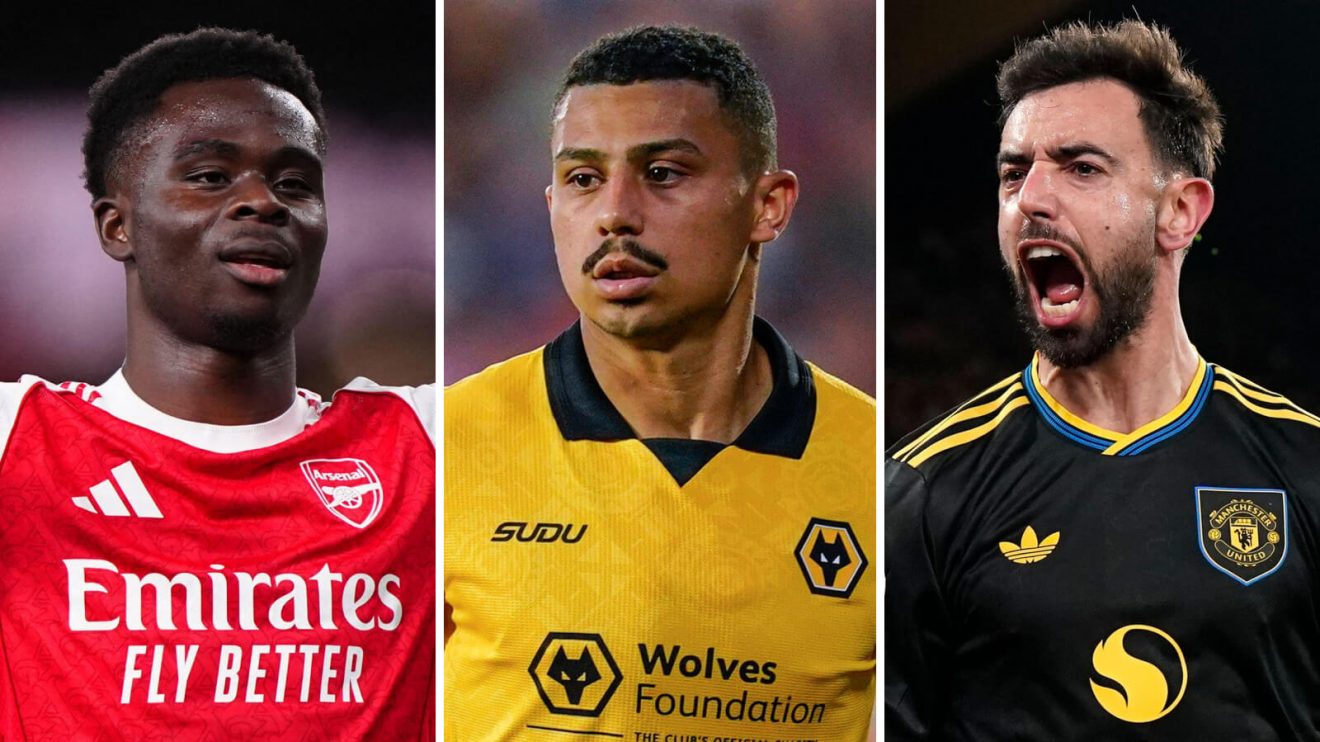 Bukayo Saka, Andre and Bruno Fernandes.
