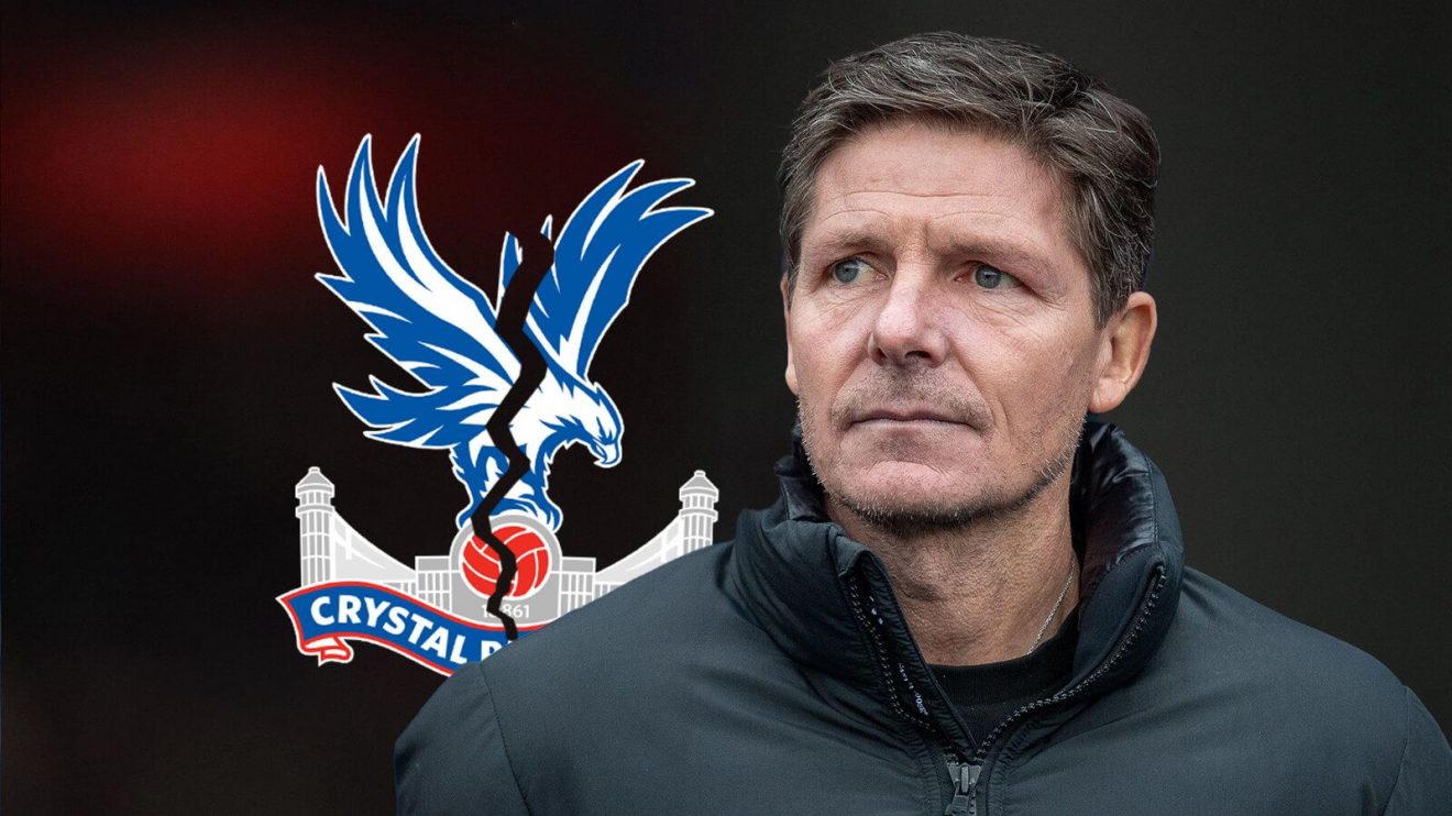 Cracked Crystal Palace badge, Oliver Glasner