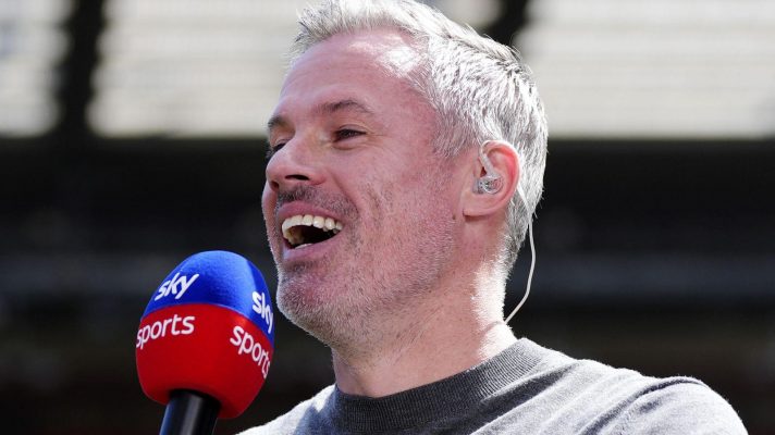 Liverpool legend Jamie Carragher during a Sky Sports broadcast