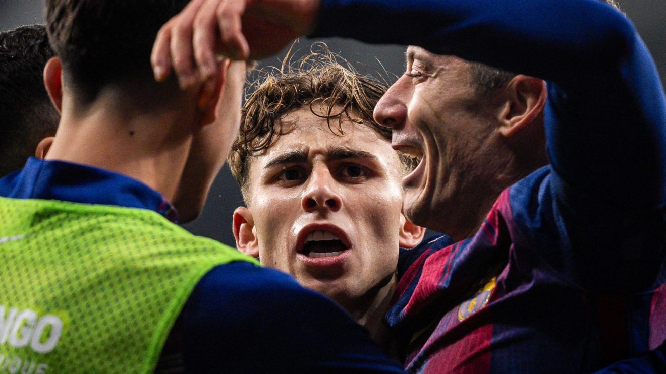 Chelsea-linked Barcelona midfielder Fermin Lopez celebrates a goal