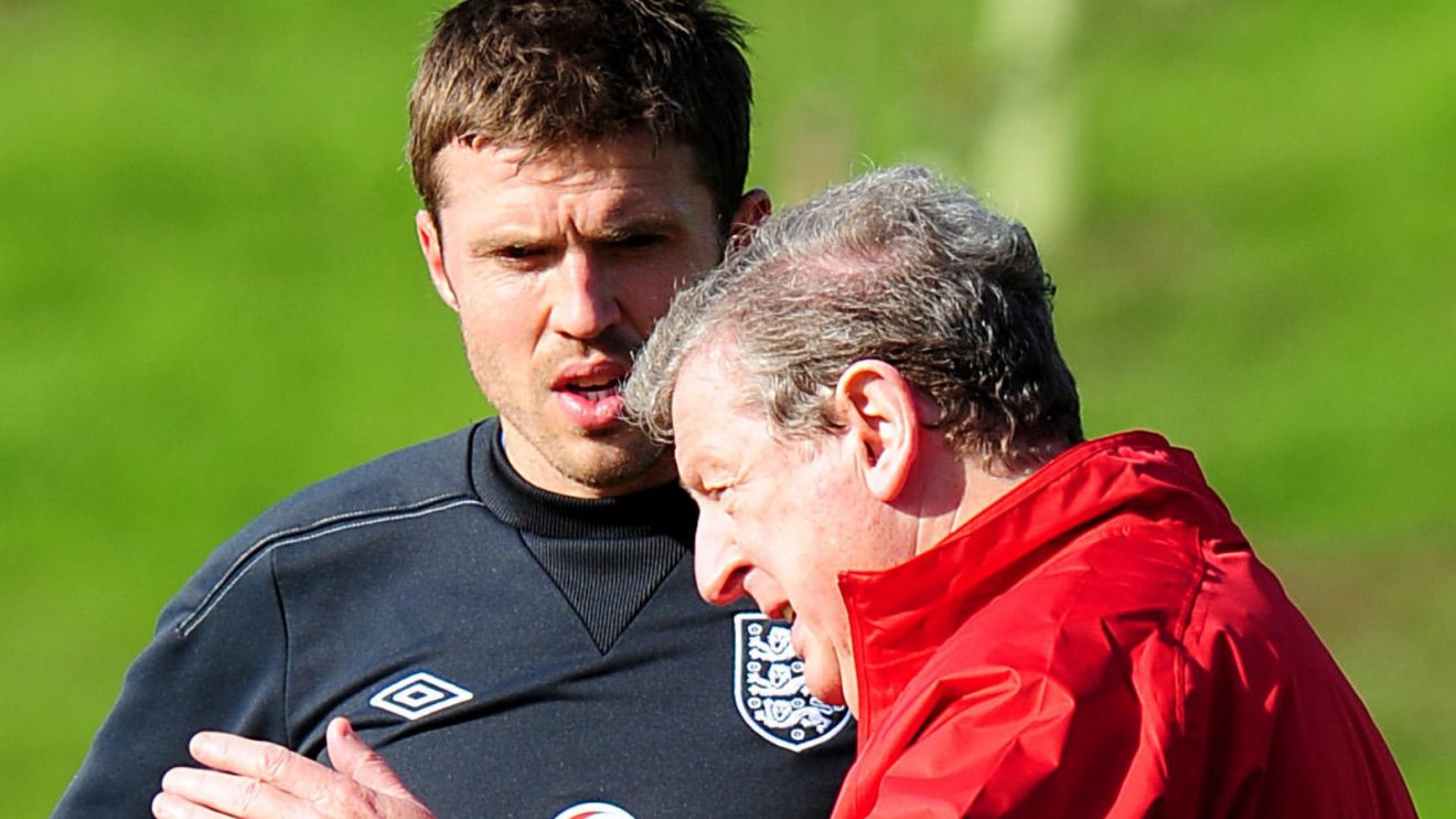 England and Manchester United midfielder Michael Carrick with manager Roy Hodgson