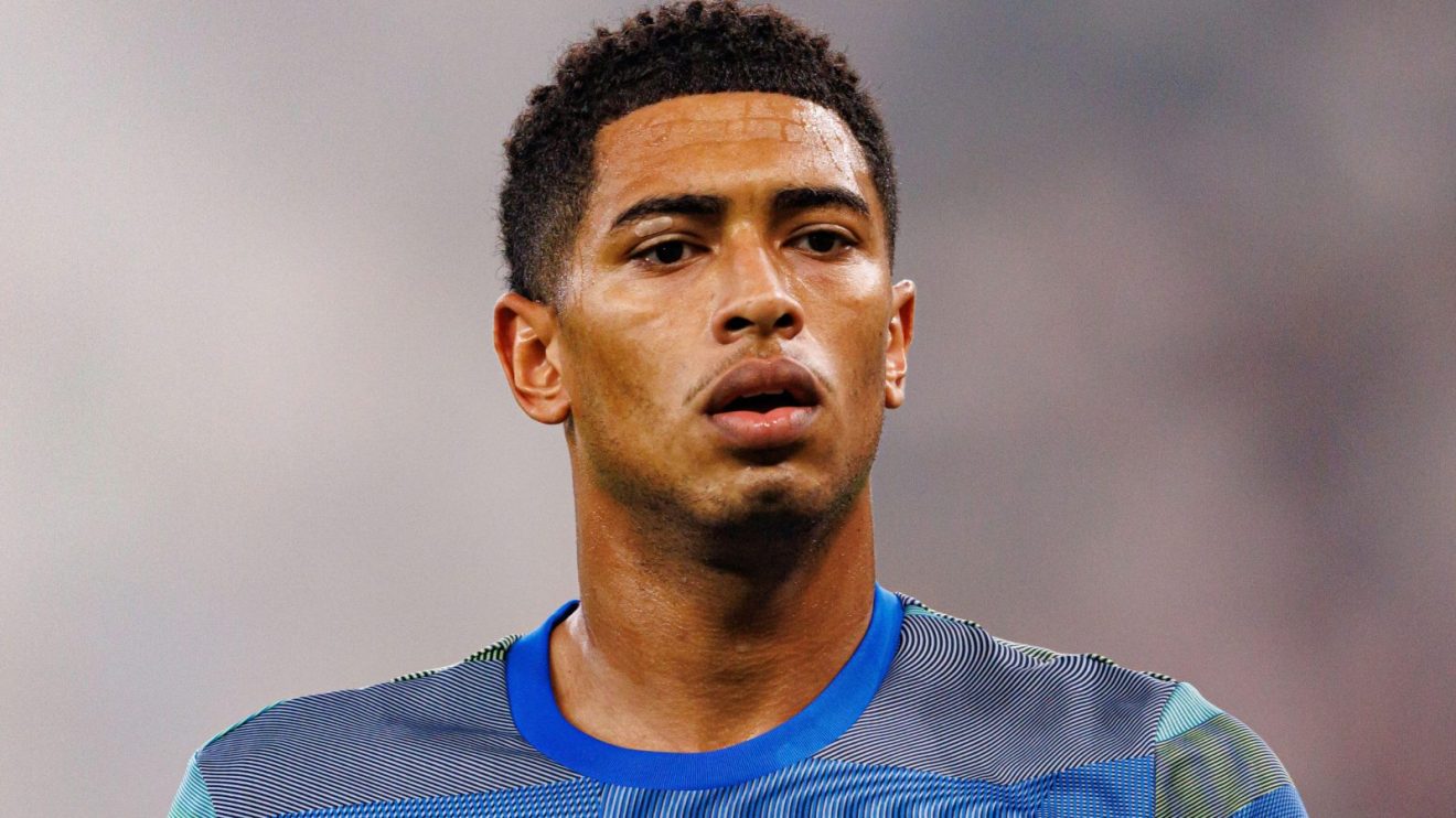 Real Madrid superstar Jude Bellingham during a pre-match warm-up