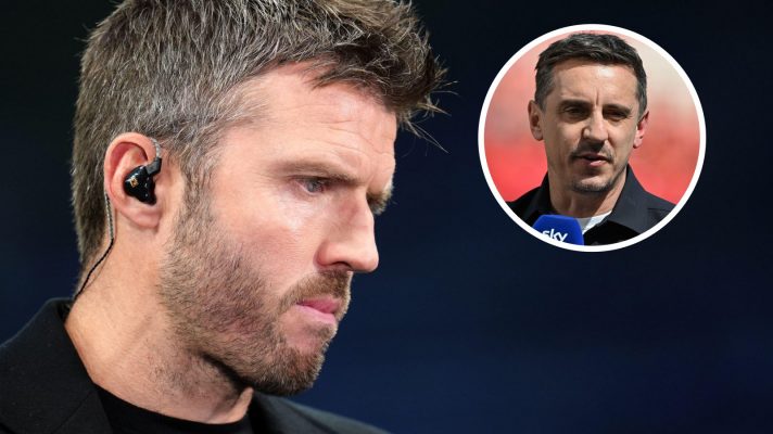 Michael Carrick with Gary Neville in a circle