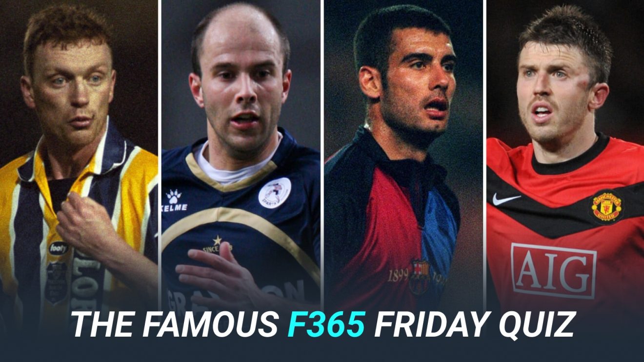 David Moyes, Arne Slot, Pep Guardiola and Michael Carrick during their playing careers.