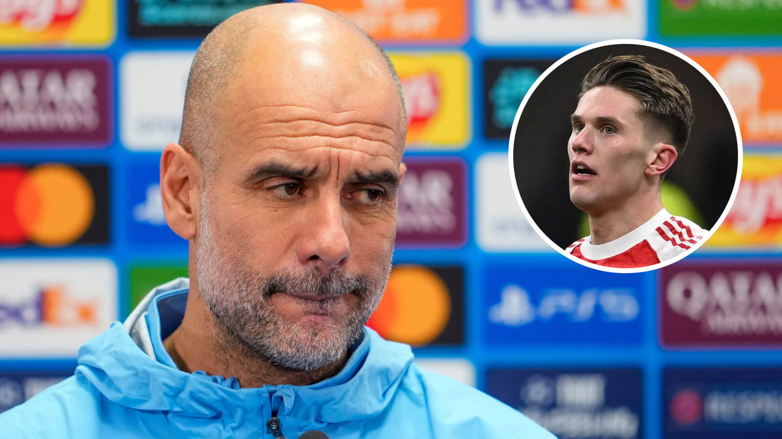 Two Images Collage Pep Guardiola Viktor Gyokeres