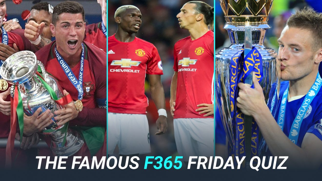 Cristiano Ronaldo celebrates winning Euro 2016, Man Utd's new signings Pogba and Ibrahimovic, and Leicester with the Premier League trophy.