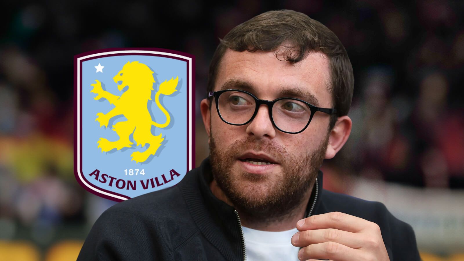 Fabrizio Romano with Aston Villa badge