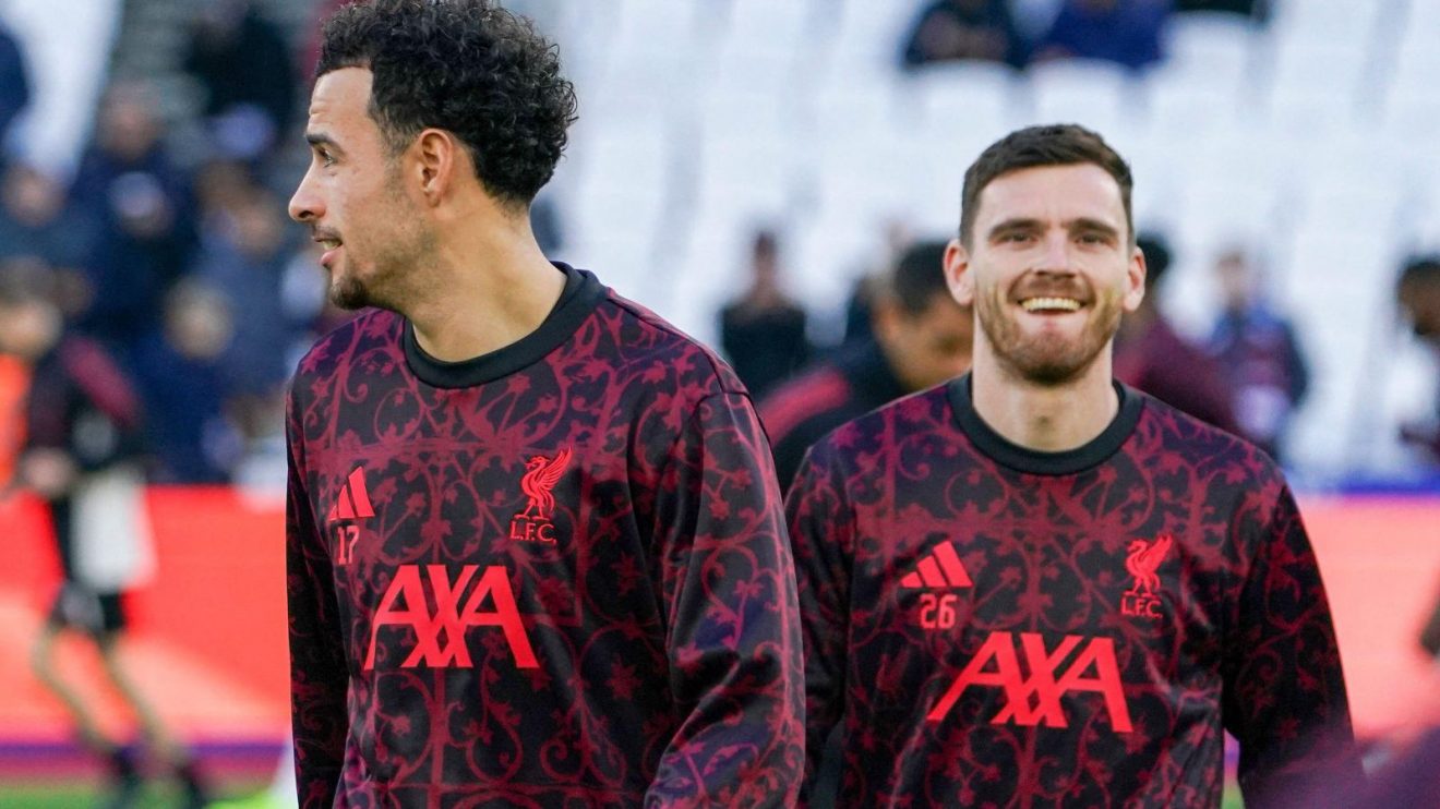Liverpool players Andy Robertson and Curtis Jones