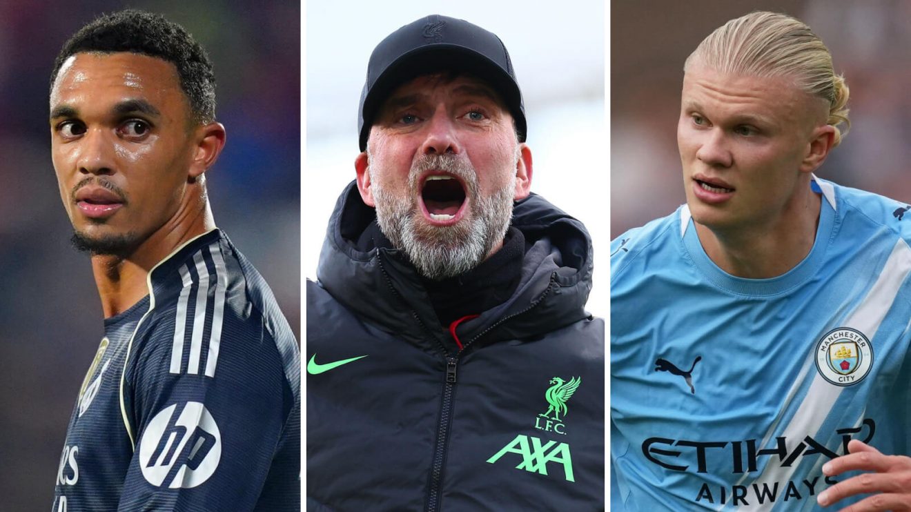 Real Madrid manager target Jurgen Klopp with Trent Alexander-Arnold and Erling Haaland